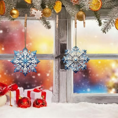 12Pcs Blue Winter Snowflake Wooden Christmas Tree Decorations - Variation of THIS listing