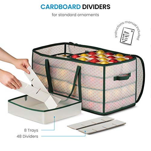 Christmas Ornament Storage Box Plastic - Fits 128 Ornaments, Green - Variation of 128 Ornaments / Green