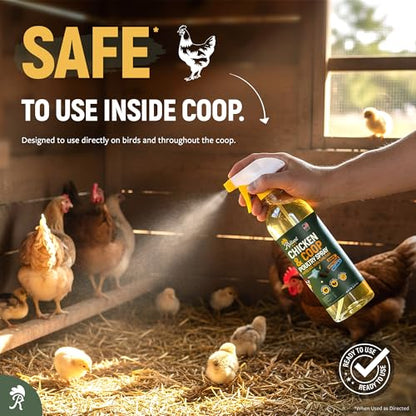 Pet Poultry Flea and Tick Spray - Mite, Lice, Flies Control for Chicken Coop 16oz