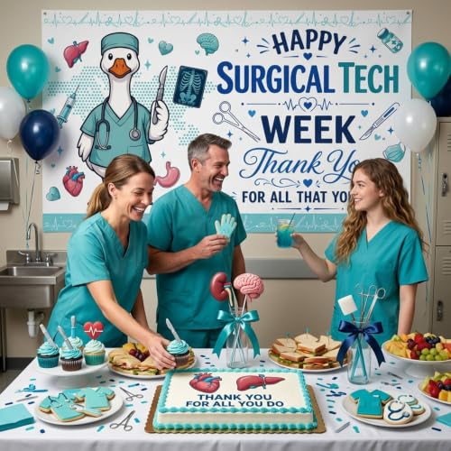 Surgical Tech Week Backdrop Banner - Hospital Appreciation Decor 71 x 43 Inch