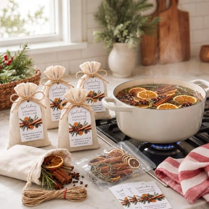 Christmas Simmering Potpourri Kit with Spices & Dried Fruits - Gift Set