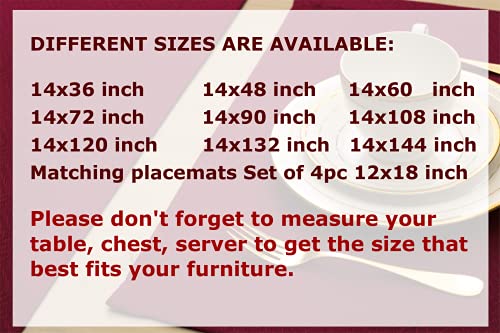 Cranberry Red Waterproof Table Runner 14x48 Inches for Dining & Events - Burgundy Dresser Scarf