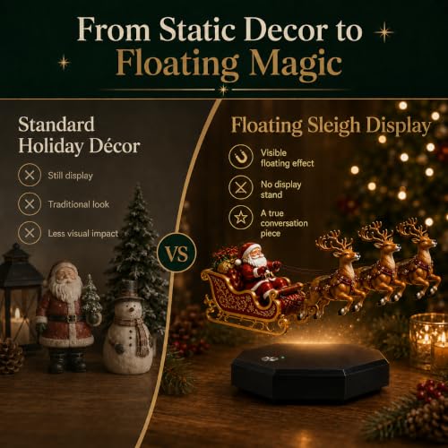 Floating Santa Sleigh - Magnetic Levitation Christmas Display for Home Decor - Red