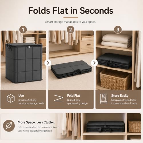 XL 23.6x27.6 Inch Large Moving Storage Bin with Reinforced Handles - Foldable Clothes & Bedding Organizer