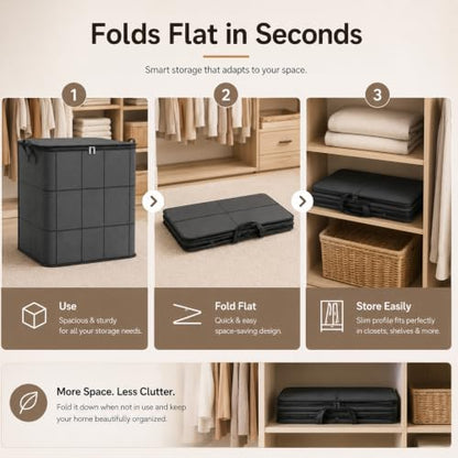 XL 23.6x27.6 Inch Large Moving Storage Bin with Reinforced Handles - Foldable Clothes & Bedding Organizer