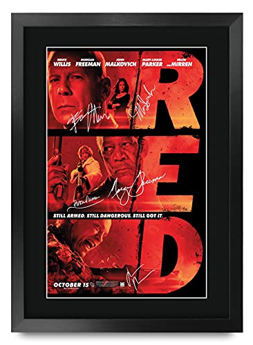 RED 1 Bruce Willis Helen Mirren Morgan Freeman Signed Movie Poster 16x12 Framed - Variation RED 1