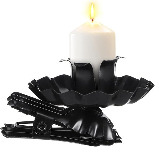 Angoily Candle Clips - 20Pcs Black Iron C-Shaped Holders for Secure Christmas Table Decoration | 2.04 x 1.65 x 1.25 Inch