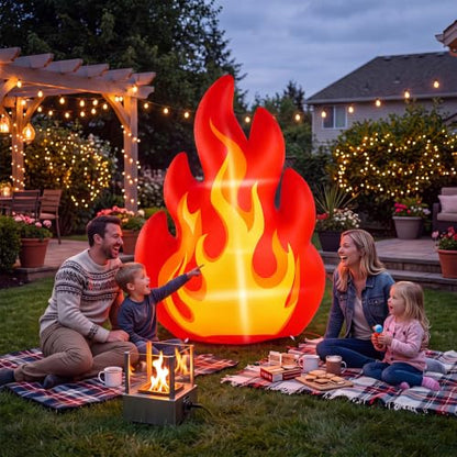 Inflatable 6ft Fake Campfire with Glowing Light for Outdoor Decor