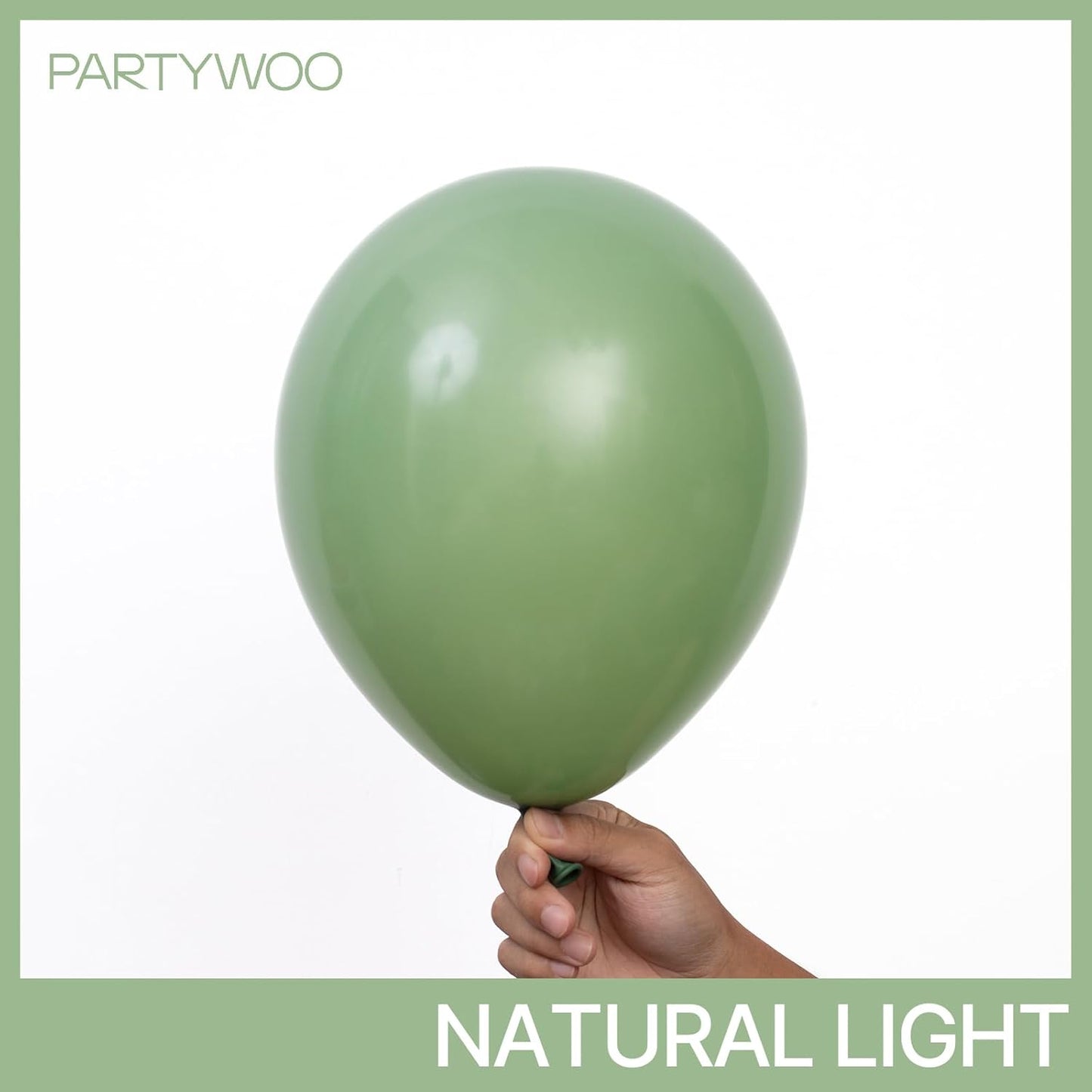 PartyWoo Sage Green Balloons - 140-Piece Set in Various Sizes for Jungle Birthday Party Decor | Olive & Eucalyptus