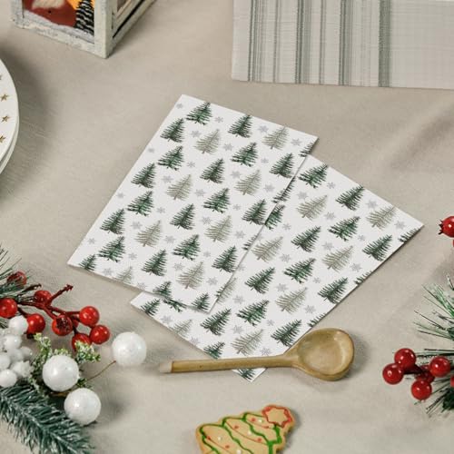 Christmas Paper Napkins 50Pcs Pine Tree Design 4.3 x 7.9 Inches Holiday Party Supplies