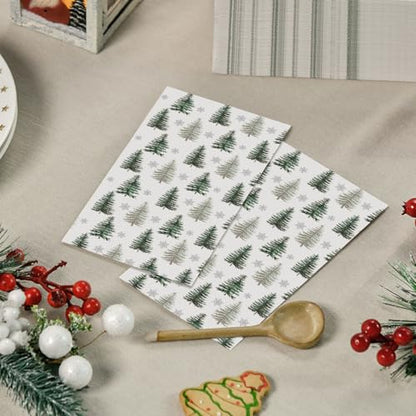 Christmas Paper Napkins 50Pcs Pine Tree Design 4.3 x 7.9 Inches Holiday Party Supplies