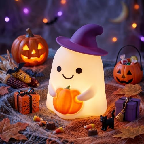 Rechargeable Ghost Night Light with Tap Control - Silicone Halloween Lamp