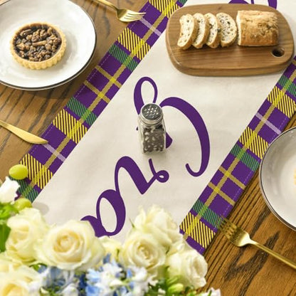 Iris Stripes Mardi Gras Carnival Table Runner - 13 x 90 Inch Seasonal Holiday Decor