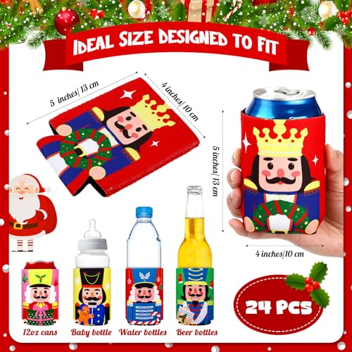 Potchen Nutcracker Halloween Can Cooler Sleeves 12 oz Drink Insulators - 24 Pack