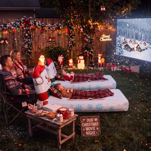 Christmas Snowman Inflatable Mattress Bed Set 2 Pack 71x40 Inch Holiday Sleepover
