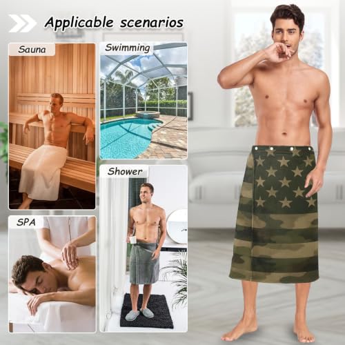 Men's Camo Sauna Towel with Adjustable Waistband 60x28 in
