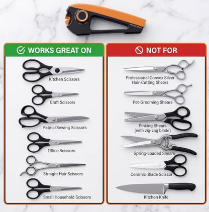 Orange Ninja Scissors Sharpener - 4 Adjustable Angles for Kitchen & Craft Scissors