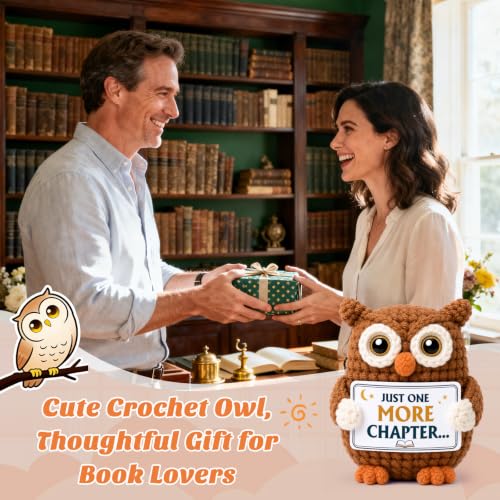 Book Lover Gift Mini Crochet Owl for Readers - Handmade Bookish Decor