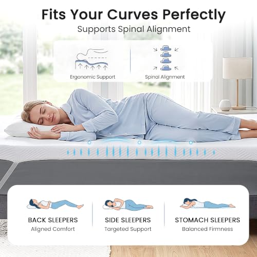 Queen Size 3-Inch Gel Memory Foam Mattress Topper Ventilated Soft Cover - White