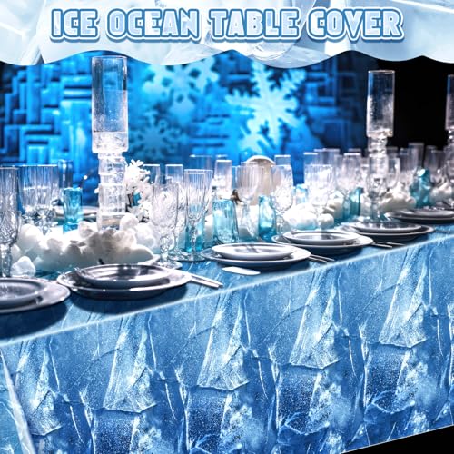 FuWeave 2 Pcs Ice Birthday Tablecloths 54 x 108 Inch Winter Party Decor - Variation 2