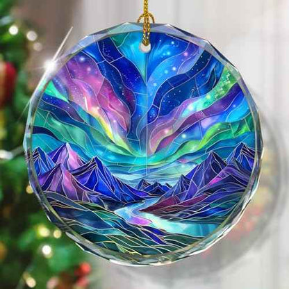 Northern Lights Stained Glass Ornament, Christmas Tree Decor, Northern Lights Ornaments for Christmas Tree, Holiday Presents, Gift Exchange