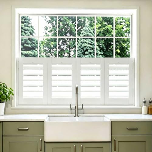 Interior Cafe Plantation Shutter with Invisible Tilt Rod - White