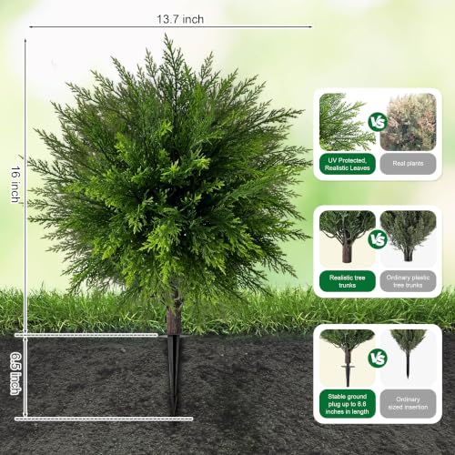Artificial Cedar Topiary Balls 24.5 Inch Pack of 4 Outdoor Faux Trees