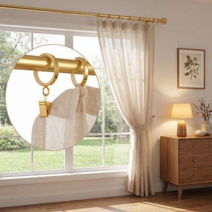 20 Pcs Gold Curtain Rings with Clips 1-5/8 Inch Easy Glide Support