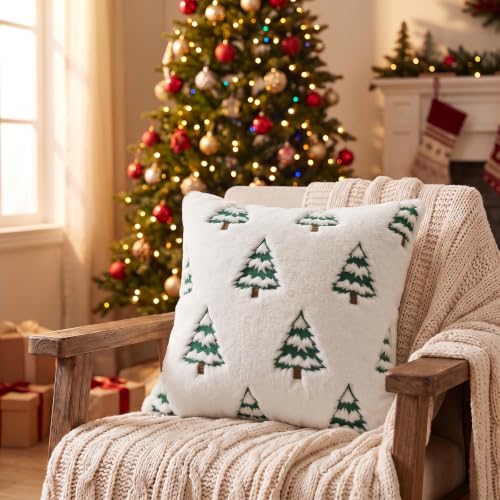 Artscope Christmas Throw Pillow Covers 18x18 Set of 2 - White Tree Design