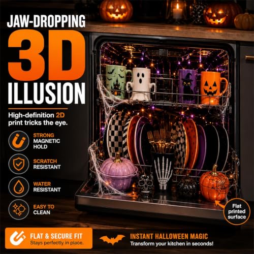 Halloween Dishwasher Magnet Cover - 3D Spooky Kitchen Decor (Variation A)