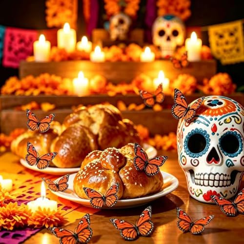 12 Pcs Monarch Butterfly Decor Set for Dia De Los Muertos & Ofrenda