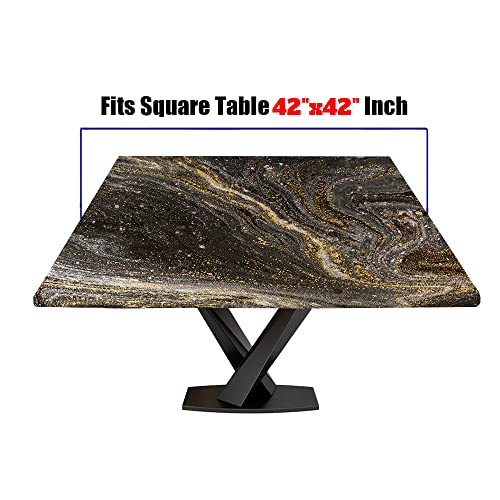 Wooden Theme Square Fitted Tablecloth 42x42 Inch Elastic Edged Holiday Party Cover