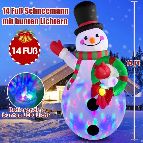 Danxilu 14FT Christmas Inflatable Snowman with LED Lights - Outdoor Holiday Decor