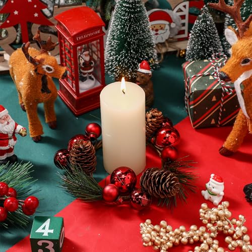 Christmas Candle Rings Set of 4 - Holiday Table Centerpiece Decor