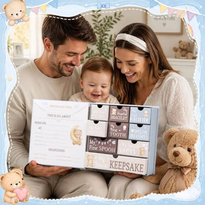 Baby Keepsake Box Teddy Bear First Year Organizer with Personalization
