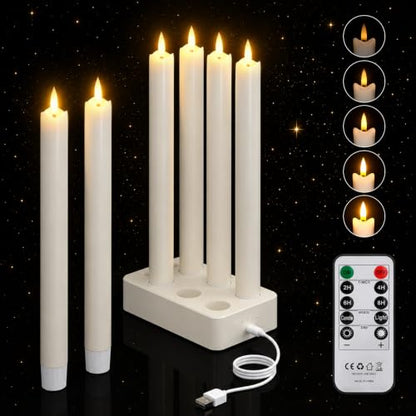 Real Wax LED Flameless Taper Candles 9.8in Window Candles with Remote 6 Pack - Variation of THIS listing