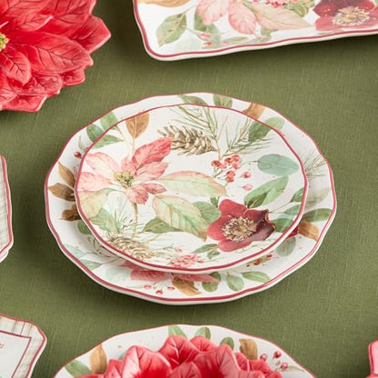 Winter Blooms Holiday Dessert Plates Set of 4 - 9 Inch Floral Tableware
