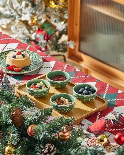 Christmas Dipping Bowls Set of 6 - 3.5 Inch Ceramic Holiday Condiment Bowls