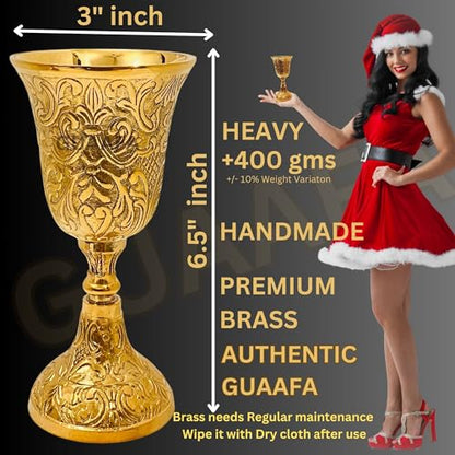 Medieval Brass Goblet 7oz Vintage Chalice for Weddings & Ceremonial Use - King Arthur Style
