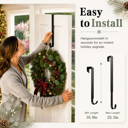 Adjustable Wreath Hanger for Front Door - 15-25 Inch Seasonal Decor Organizer