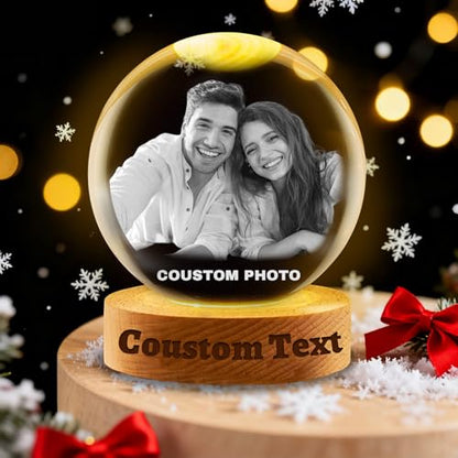 Personalized Crystal Snow Globe with Custom Photo and Text - Christmas Keepsake - Variation of THIS listing