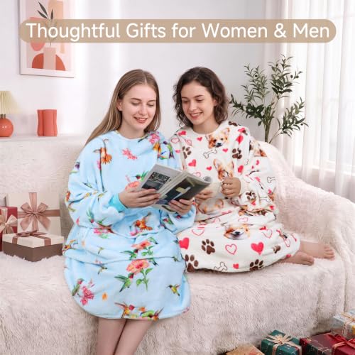 Women Wearable Blanket Hoodie Hummingbird Christmas Gift - Adult Variation