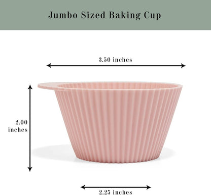 Skiennix Reusable Silicone Baking Cups - Jumbo Muffin Liners, BPA Free, 12 Pack in Pink, Gray, Blue