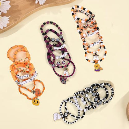 Halloween 24-Piece Beaded Friendship Bracelets for Women Handmade Stackable Jewelry