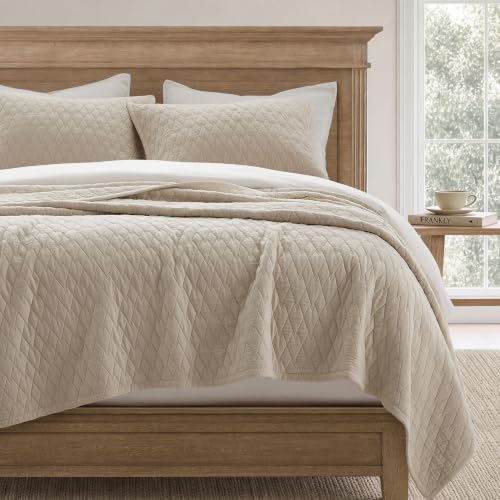 King Size Bamboo Viscose Quilt Set Beige - Cooling, Soft & Durable Bedding