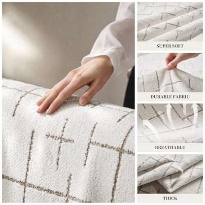 Chenille Couch Cover for Sofa 71x118 Sand - Reversible Sofa Protector