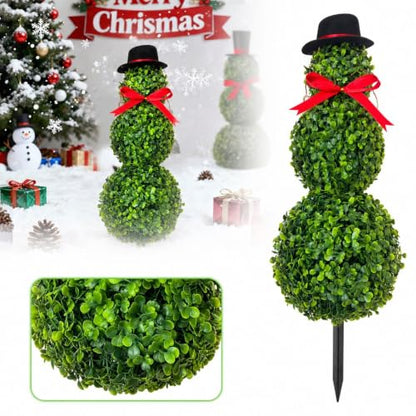 Christmas Snowman Topiary Decor 31" Snowman Stake No Pot - Holiday Garden & Indoor Decor