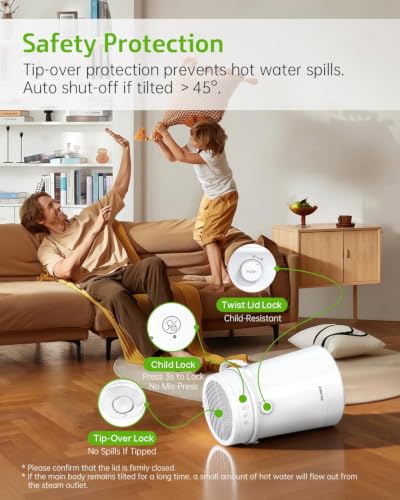 Small Stainless Steel Warm Mist Humidifier 4L with Self-Cleaning for Bedroom