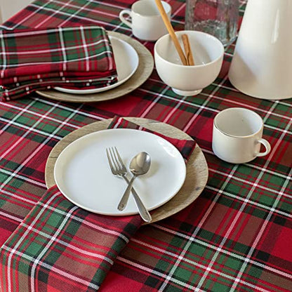 Holiday Plaid Tablecloth Red 60x84 Inches Rectangular - Festive Table Decor
