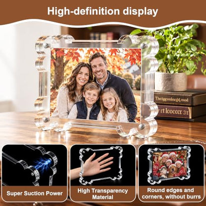 4x6 Acrylic Picture Frame 3 Pack - Magnetic Double-Sided Scalloped Display - Variation of THIS listing